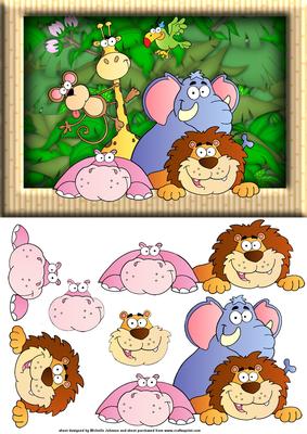 Jungle Pals Card Front with Decoupage