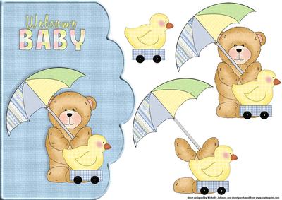 Welcome Baby Boy Scallope Edge Curve Card