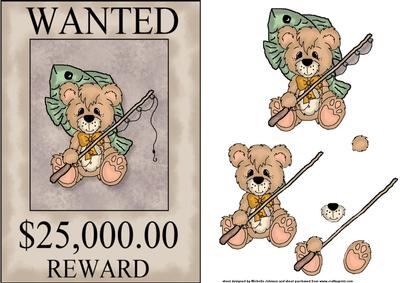 Wanted Fishing Card Front with Decoupage