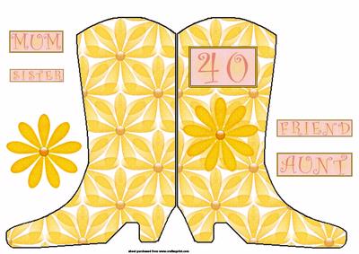 40th Female Birthday Boot Shaped Card