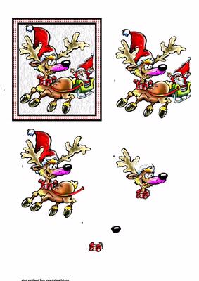 Santa with Flying Reindeer Step by Step