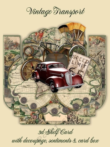 Vintage Transport 3D Shelf Card Kit with Card Box
