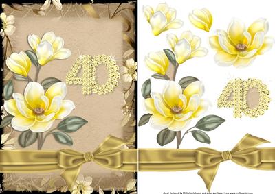 Lemon Magnolia 40 Card Front with Decoupage