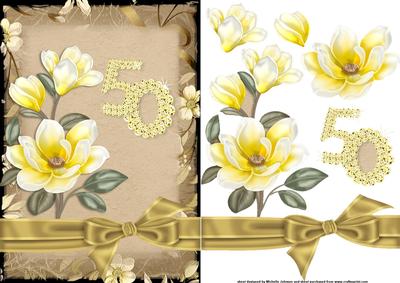Lemon Magnolia 50 Card Front with Decoupage