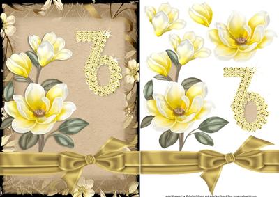 Lemon Magnolia 70 Card Front with Decoupage