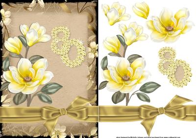 Lemon Magnolia 80 Card Fronts with Decoupage