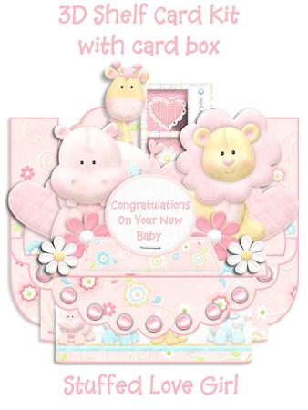 Stuffed Love Baby Girl 3D Shelf Card with Card Box