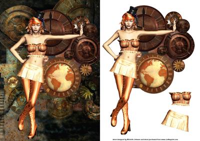 Steampunk Party Girl Card Front