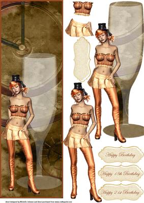 Steampunk 18th and 21st Birthday Celebrations Large Dl Card