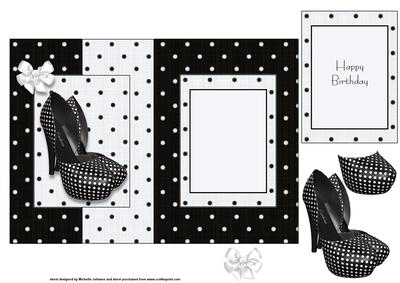 Dotty Black & White Shoes Fold Back Card