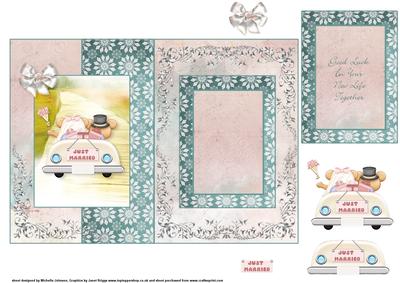Just Married Cute Bears Fold Back Card