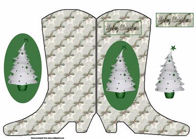 Xmas Tree Boot Shaped Card