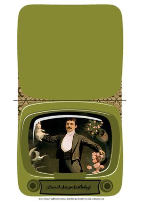 Vintage Tv Shaped Magic Birthday Card