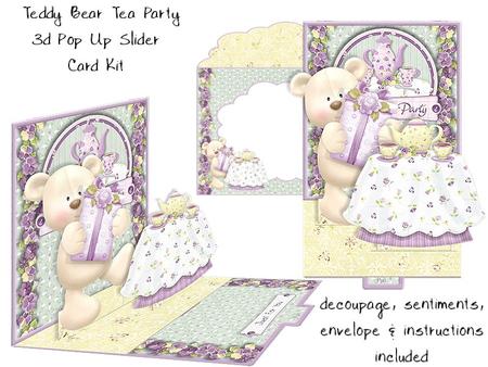 Teddy Bear Tea Party 3D Pop Up Slider Card Kit