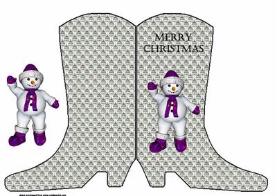 Snowman Boot Shaped Card