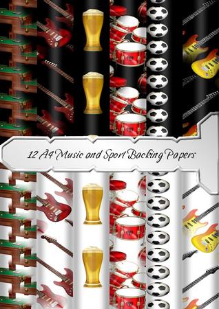 12 A4 Music and Sports Backing Papers