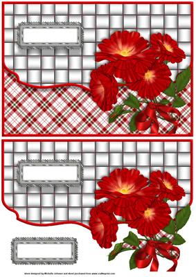 Red Flower Country Style Fancy Edge Faux Envelope Card