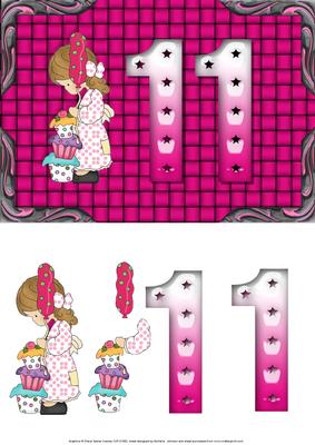 Cupcakes Girl Age 11 Card Front with Decoupage
