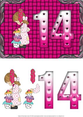 Cupcakes Girl Age 14 Card Front with Decoupage