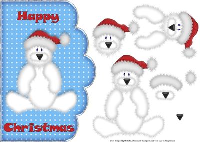 Polar Bear Scalloped Edge Curve Card