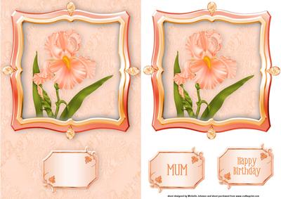 Orange Iris Card Front with Decoupage