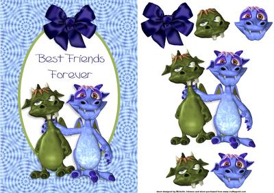 Little Moster Best Friends Forever Blue Card Front