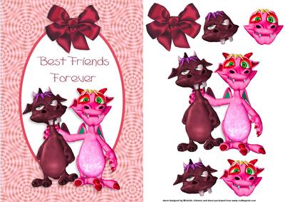 Little Monster Best Friends Forever Pink Card Front