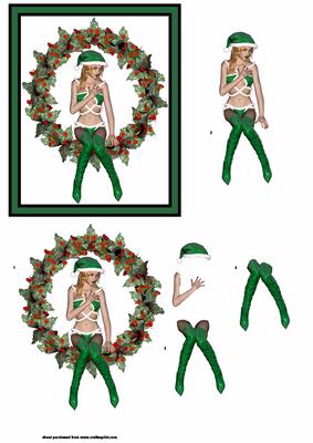 Sexy Lady Sat on a Xmas Wreath