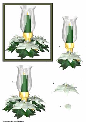 Poinsettia and Candle Green Step by Step