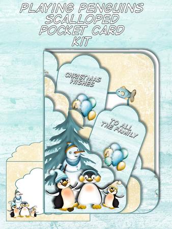 Playing Penguins Scalloped Pocket Card Kit