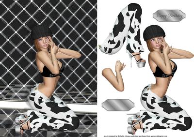 Cool Chick in Cow Jeans Card Front