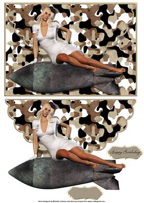 Blonde Bombshell Scalloped Edge Faux Envelope Card