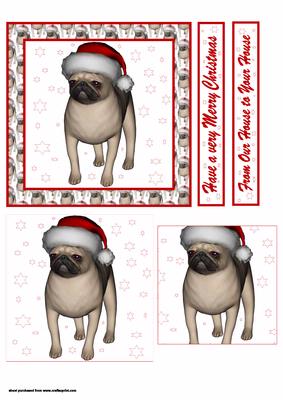 Xmas Pug with White Pug Border
