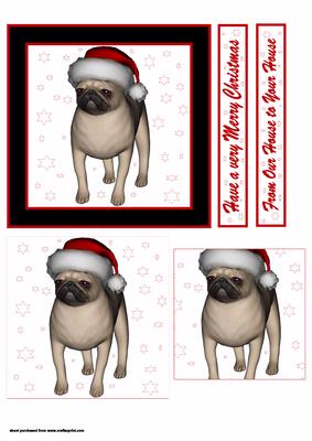 Xmas Pug Black Border