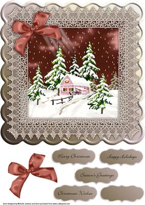 Winter Scene 8 x 8 Topper Brown