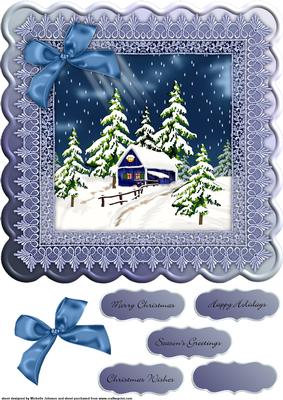 Winter Scene 8 x 8 Topper Blue