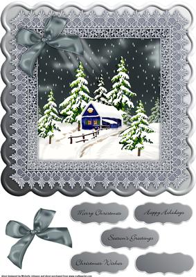 Winter Scene 8 x 8 Topper Grey
