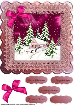 Winter Scene 8 x 8 Topper Pink