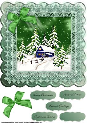 Winter Scene 8 x 8 Topper Green