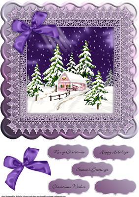 Winter Scene 8 x 8 Topper Purple