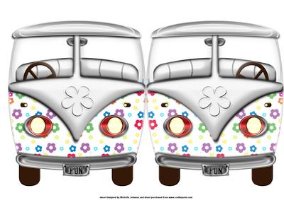 Flower Power Vw Van Shaped Card