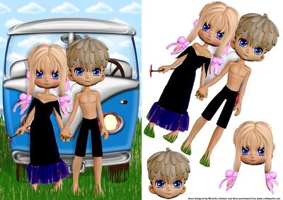 Free Love Cookie, Chip and Vw Van Card Front