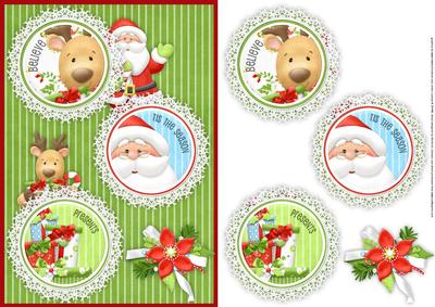 Christmas Santa and Reindeer Quick Card Front