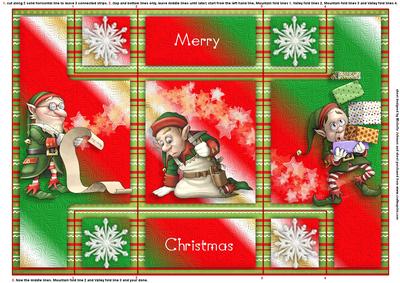 Christmas Elves Tri Fold Shutter Card