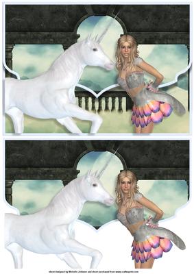 Petal Fairy and Unicorn Fancy Edge Faux Envelope Card