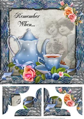 Remember When -  Blue Tea Party 8 x 8 Corner Stacker