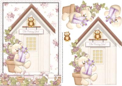 Birthday Bear at the Potting Shed Card Front