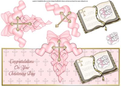 Girls Christening Over the Top Large Card