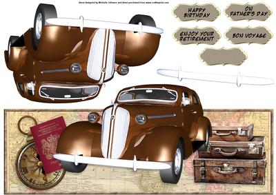 Vintage Car Travel Over the Top Large Card