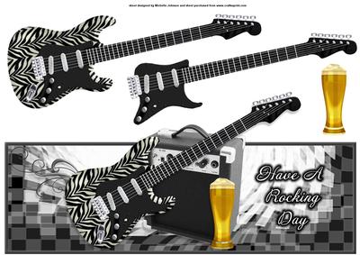 Rock Guitar and Beer Over the Top Large Card
